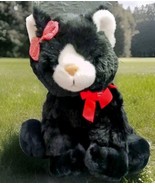 Vintage Walmart 13&quot; Tuxedo Cat w/Glitter Bow &amp; I Love You Bow Plush Toy - $232.65