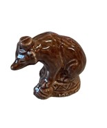 Wade Whimsies Red Rose Tea Brown Bear Figurine Glazed Porcelain England - £11.23 GBP