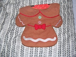 Frenchie Mini Couture Girl Gingerbread Bib Christmas Embroidered NEW - £12.01 GBP