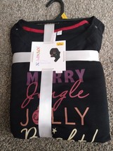 womens NEW NWT size L 12/14W PAJAMAS CHRISTMAS 2 PC SET black merry jingle - £9.83 GBP