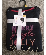 womens NEW NWT size L 12/14W PAJAMAS CHRISTMAS 2 PC SET black merry jingle - €10,93 EUR