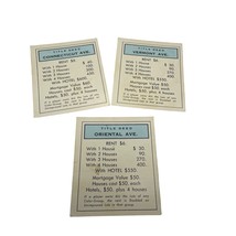 Vintage 1960s Monopoly Title Deed Cards Oriental Connecticut and Vermont Ave - $12.86