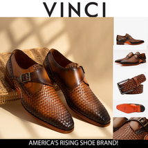 The Rolls Woven Tan Leather Single Monk Strap Handmade Men Shoe image 3