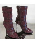 TOM FORD Wine Kid Leather and Suede Stiletto Boots/Booties - Size 39 - £390.92 GBP