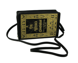 Black and Gold Witch&#39;s Companion Book Crossbody Purse - $42.68