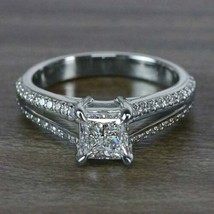 Engagement Ring 2.60Ct Princess Cut Simulated Diamond 14k White Gold in Size 7.5 - £200.43 GBP
