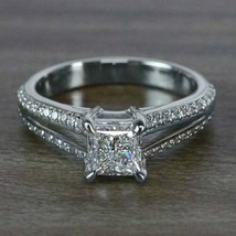 Engagement Ring 2.60Ct Princess Cut Simulated Diamond 14k White Gold in Size 7.5 - £187.52 GBP