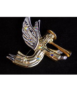 ANGEL BROOCH Gold and Silver Toned Trumpeting Halo Angel Jacket Decorati... - £4.89 GBP