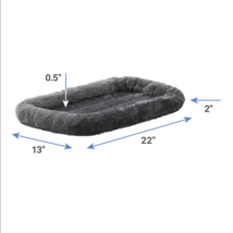 Bolster Pet Bed Mat for Crates 22&quot; x 13&quot; Soft for Small Dogs or Cats Gray - £8.11 GBP