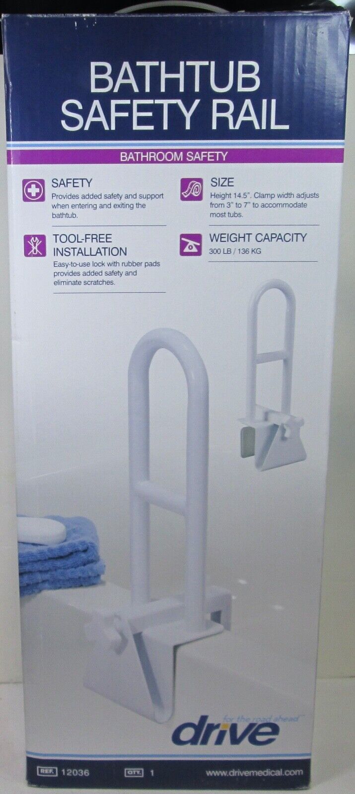 DRIVE Brand - Bathtub Safety Rail - White - New Opened Box  - $23.74