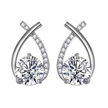 0.50ct Round Moissanite Pear Shape Fish Tail 925 Sterling Silver Stud Earrings - £64.23 GBP