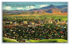 Birds Eye View Skyline Business Section EL Paso Texas TX UNP Linen Postcard N18 - £2.68 GBP