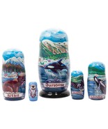 Handmade Alaskan Cruise Juneau Sitka Ketchikan Nesting Doll 5pc 6" 100% Wood - $91.73