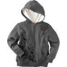 Boys Jacket Tony Hawk Gray Hooded Zip Up Sherpa Lined Coat Winter-size 4 - £29.42 GBP