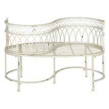 SAFAVIEH Outdoor Collection Lara Victorian Antique White Iron Kissing Bench - $257.41