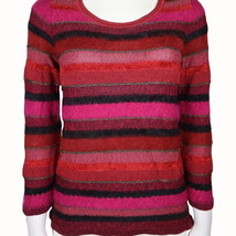 Sigrid Olsen quarter sleeve multi color striped sweater wool blend ladies M - $28.87