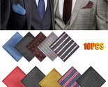 10Pcs Men&#39;S Pocket Squares Handkerchiefs Soft Assorted Colorful Business... - $22.79