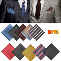 10Pcs Men&#39;S Pocket Squares Handkerchiefs Soft Assorted Colorful Business... - £18.86 GBP