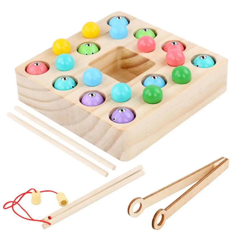 Wooden Magnetic Fishing Toys Wooden Montessori Fishing Game Toy Multi-Purpose - £30.41 GBP+