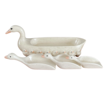 Vintage Ceramic Swans Family x3 Scoops &amp; Spoon Rest Signed Sandy - £39.75 GBP