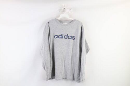 Primary image for Vintage Adidas Mens Medium Spell Out Car Racing Long Sleeve T-Shirt Heather Gray