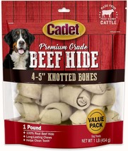 Cadet Premium Grade Beef Hide Knotted Bones 4 Inch 1 lb Cadet Premium Grade Beef - £27.32 GBP