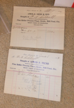 Lot of 2 1909 1912 Amos Hess Flour Grain Mill Feed Letterhead Receipts - £17.40 GBP