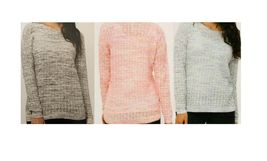 NEW Womens Leo &amp; Nicole Pointelle Sweater ladies sz S or M black blue or pink LS - £8.65 GBP