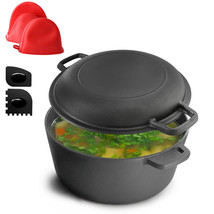 MegaChef 5 Quart Pre-Seasoned 2-in-1 Cast Iron Dutch Oven and Skillet - $110.49
