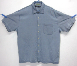 Nat Nast Luxury Originals Large Navy Blue Silk Blend Button-Down Hawaiian Shirt - £35.39 GBP