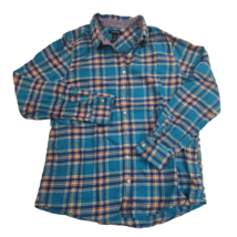 Lands End Womens Long Sleeve Turquoise/Yellow Plaid Button-Up Shirt Sz L... - $18.79