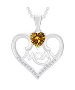 Yaathi Simulated Citrine and Cubic Zirconia MOM Heart Pendant Necklace f... - £43.59 GBP