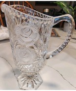 Bleikristall Lead Glass Crystal Footed Pitcher Frosted Roses Hand Cut 10½ - $556.56 MXN