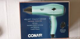 Conair Velvet Touch 530TGN Hair Dryer Seafoam Green 3-Heat &amp; 2-Speed Set... - $23.95