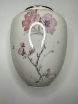 KPM Krister Germany Vintage Porcelain Ivory &amp; Pink Floral Vase w Gold Trim - $16.83