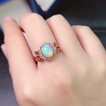 3Ct Oval Brilliant Cut Fire Opal Engagement Ring in 14K Rose Gold Finish - £94.61 GBP