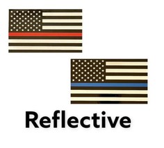 Pack Of 2 Thin Blue Line And Red Line Reflective Decal Sticker - £7.90 GBP