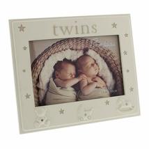 Twins - beautiful Bambino cream resin 5 x 3.5 photo frame with stars by ... - $15.82