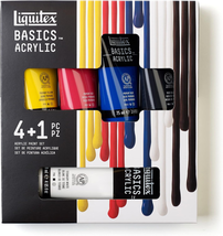 Liquitex BASICS Acrylic Paint Set, 4 X 75Ml (2.4-Oz), 1 X 118Ml (4-Oz) Essential - £26.50 GBP