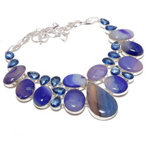 Purple Geode Agate Tanzanite Quartz Gemstone Ethnic Necklace Jewelry 18&quot; SA 4919 - £17.77 GBP