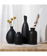 Black Ceramic Vase Set Of 4, Classic Matte Vases Home Decorations For Ta... - $45.99