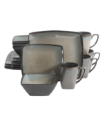 Gibson Elite Tequesta Square Reactive Glaze Stoneware 16 pc Dinnerware S... - $1,397.02 MXN