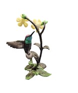 Franklin Mint Hummingbird In Flight Feeding On Yellow Trumpet Flowers Vi... - $759.92 MXN