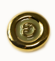 Original St John Gold Green tone Metal enamel front Replacement .75&quot; Button - $7.71