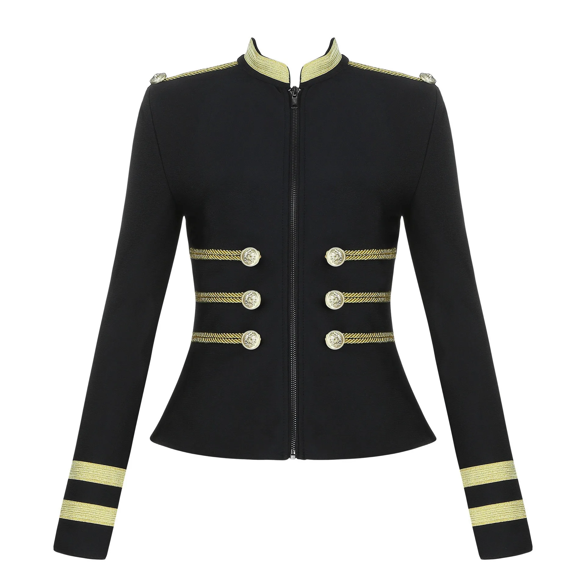 Free shipping European Style long sleeve sexy lady suit bandage suit gold trim w - £126.46 GBP