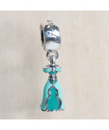925 Sterling Silver Disney Princess Jasmine&#39;s Teal Dress Dangle Charm Bead  - £12.78 GBP