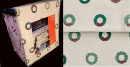 $100 Cuddl Duds Sheet Set Holiday Wreaths Christmas Flannel 17&quot;Deep-Cotton QUEEN - £36.86 GBP
