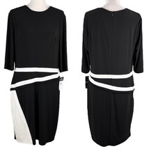 Lauren Ralph Lauren Dress 16 Black White Geometric Lined Stretch New - $50.00