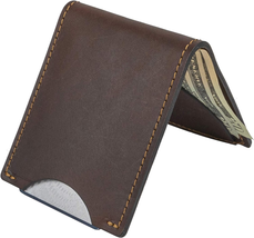 Front Pocket Slim Bifold Wallet for Men | Made in USA - Full Grain Leather-Brown - £51.23 GBP