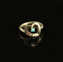 Sterling Silver Lenox Open Heart Ring with Turquoise, Pearl and Topaz - £31.64 GBP